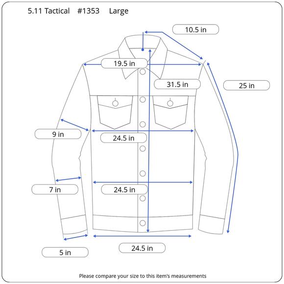 5.11 Tactical Shirt Men’s Large Tan Canvas Ripstop Relaxed Fit Utility Workwear - Picture 15 of 15